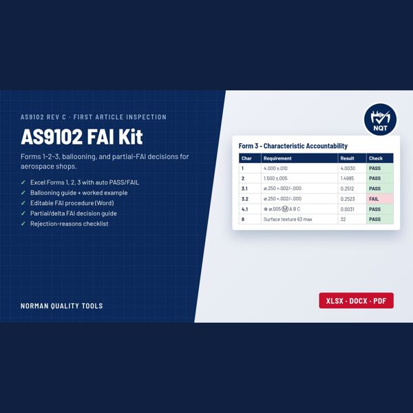 AS9102 FAI Kit cover