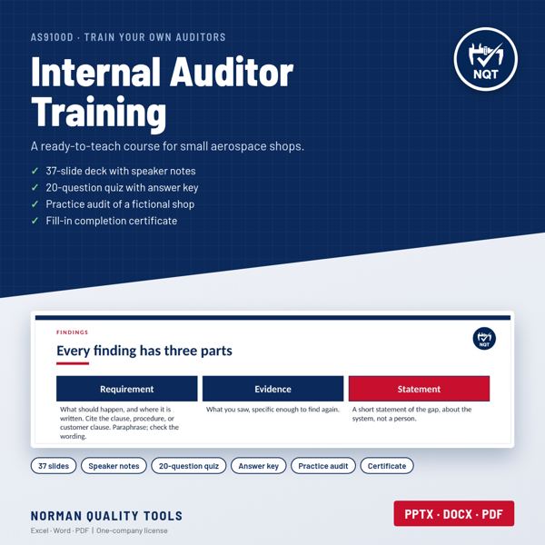 Internal Auditor Training for AS9100D cover