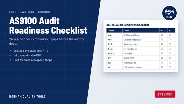 Free AS9100 audit readiness checklist